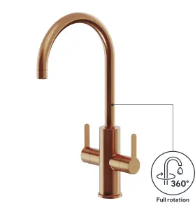 GoodHome Zanthe Copper effect Kitchen Twin lever Tap