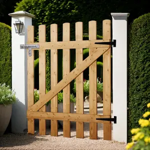 Garden Gate Pine Wood Outdoor Gate with Latch Freestanding Wood Fence Partition for Home Yard H 90cm x W 90cm