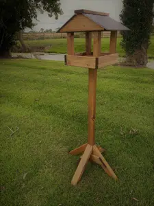 Slate Roof Wooden Bird Table Garden Seed Feeder READY MADE