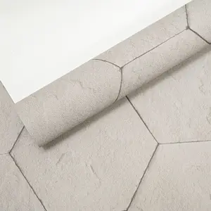 Rasch Grey Brown Wallpaper Mix Taupe Hexagon Brick Tile Wall Effect Textured