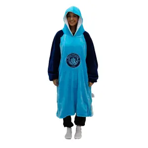 Manchester City FC Hoodie Blanket Oversized Sweatshirt Sherpa, Blue - Medium