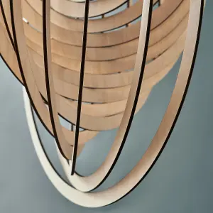 ValueLights Lenko Modern Droplet Shaped Wooden Spiral Design Self Assembly Ceiling Pendant Light Shade