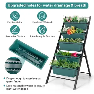 Costway 5-Tier Vertical Raised Garden Bed Freestanding Garden Planter with 5 Container Boxes