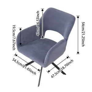 Grey Upholstered Leisure Swivel Chair with Metal Legs for Living Room,Office