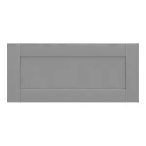 GoodHome Alpinia Matt slate grey wood effect Shaker 2 drawer front, bridging door & bi fold door 800mm