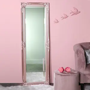 Melody Maison Tall Ornate Rose Gold Pink Mirror 47cm x 142cm