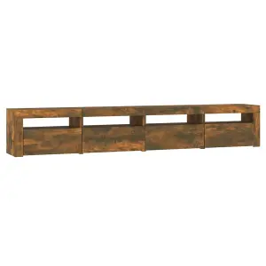 Berkfield TV Cabinet with LED Lights Smoked Oak 240x35x40 cm