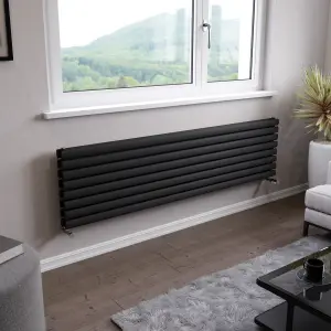 Ximax Champion Duplex FORDH4681800A Anthracite Gas Horizontal Designer Radiator, (W)1800mm x (H)468mm