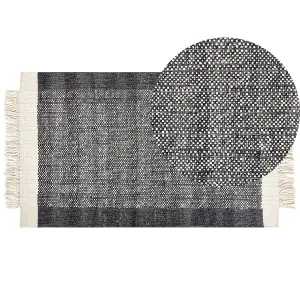 Wool Area Rug 80 x 150 cm Black and Off-White ATLANTI