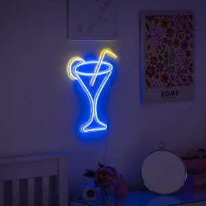 ValueLights Cocktail Glass Neon White Light Decoration