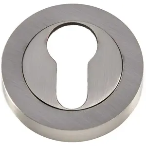 50mm Euro Profile Round Escutcheon Concealed Fix Satin Nickel Keyhole Cover