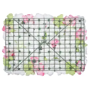 Artificial Flower Wall Backdrop Panel, 60cm x 40cm, Lime Green & Pink