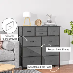 HOMCOM Bedroom Chest of Drawers Fabric Dresser w/ Foldable Drawers Black