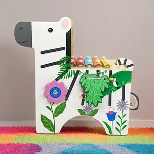 Teamson Kids Toddler Zebra Learn & Play Activity Centre with Xylophone