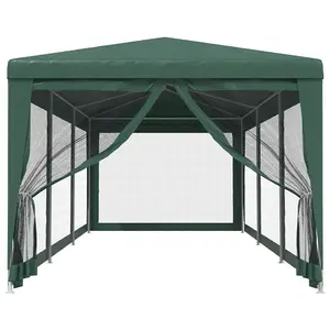 Berkfield Party Tent with 8 Mesh Sidewalls Green 3x9 m HDPE