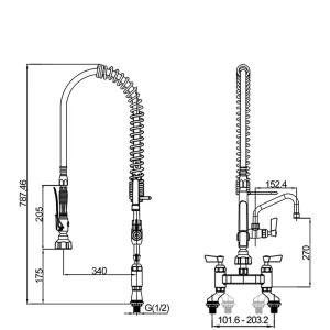 Hommix Udine Bridge Commercial Restaurant Kitchen Pre-Rinse Spray Tap