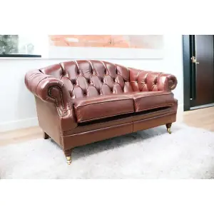 Chesterfield Handmade 2 Seater Sofa Settee Old English Hazel Leather Victoria In Style