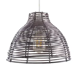 ValueLights Grey Ceiling Pendant Shade and B22 Pear LED 4W Warm White 2700K Bulb