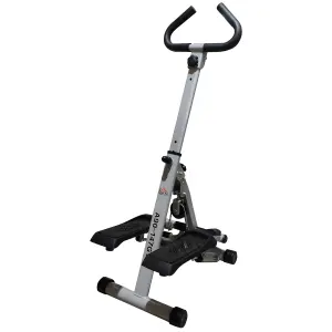 HOMCOM Foldable Stepper Adjustable Step Machine w/ Handlebar LCD Display, Grey