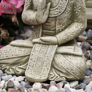 Meditating Buddha Stone Statue Outdoor Garden Oriental Monk Ornament Decoration