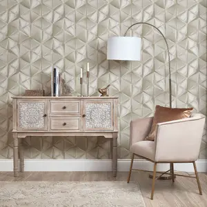 Nera Geo Hex Wallpaper In Taupe