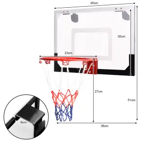 Costway Mini Basketball Hoop Over-The-Door Basketball Backboard Sports Exercise