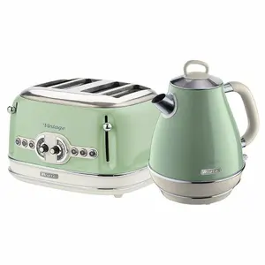 Ariete ARPK20 Vintage Retro Jug Kettle & 4 Slice Toaster Set, Green