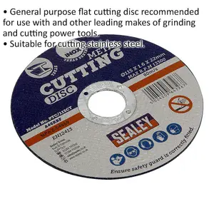 Heavy Duty 115mm Flat Metal Cutting Disc for Angle Grinders - 22mm Bore