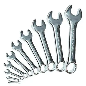 10 Piece 10mm 19mm Stubby Spanner Set For Obscure Confide Fixings DIY Tool