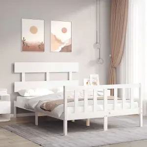 Berkfield Bed Frame with Headboard White 140x200 cm Solid Wood