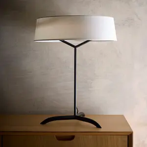 Luna Black Led Table Lamp with White Shade