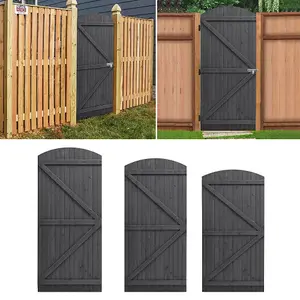 Grey Semi Braced Arch Top Strong Wooden Garden Gate with Latch H 210cm x W 90cm