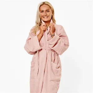 Brentfords 100% Cotton Towelling Dressing Gown, Adults - Blush Pink