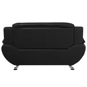 2 Seater Faux Leather Sofa Black LEIRA