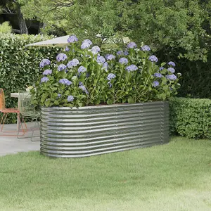 Berkfield Garden Planter Powder-coated Steel 224x80x68 cm Silver