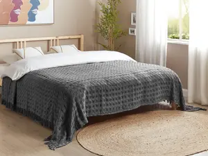 Bedspread BERE Cotton 220 x 240 cm Dark Grey