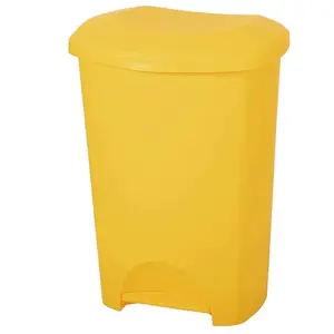 2x Yellow 50 Litre Strong Plastic Hard Wearing Coloured Recycling Bins Complete With Lids