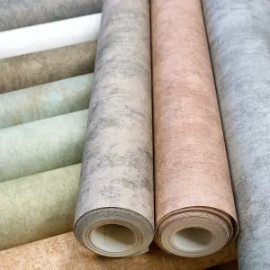 Galerie Julie Feels Home Blue Shimmery Plain Texture Wallpaper Roll