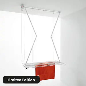 Mini 150, Ceiling mounted retractable and foldable dryer, White 152x54x25 cm