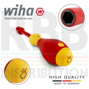 Wiha Hex Driver Screwdriver 1000v VDE Electrician 13mm SoftFinish Grip 00864