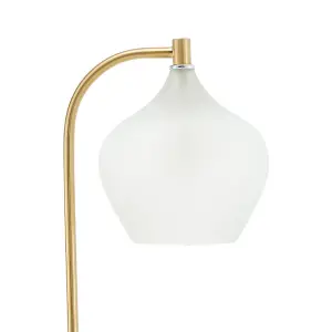 Gold Brass Electroplated Base Floor Lamp Floor Light with Frosted Glass Lampshade 150cm