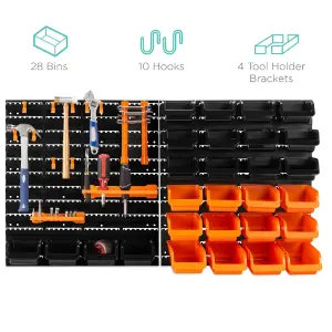 44 Pcs Pegboard Shelf Tool Organiser Garage Shed Wall Mount Shelves Storage Rack