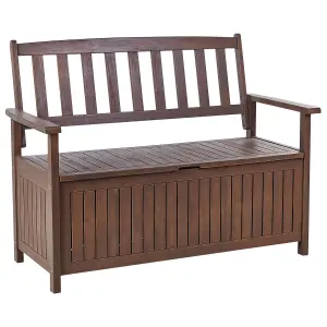 Garden Bench with Cushion SOVANA with Storage Acacia Wood White