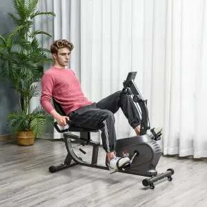 HOMCOM Exercise Training Stationary Cycling Bike w/ LCD Monitor & Pad Holder