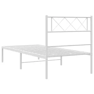 Berkfield Metal Bed Frame with Headboard White 80x200 cm