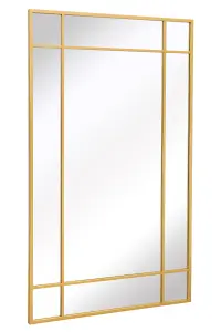 MirrorOutlet Fenestra - Gold Contemporary Wall and Leaner Mirror 71" X 43" (180 x 110CM)