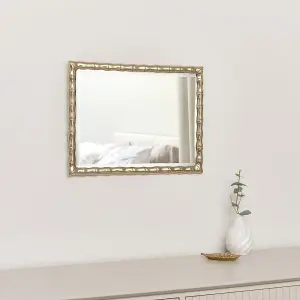 Melody Maison Gold Rectangle Bamboo Framed Wall Mirror - 43cm x 33cm