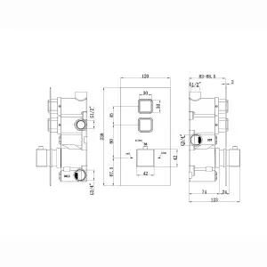 ENKI Milan Black Square 2-Outlet Solid Brass Thermostatic Shower Valve TSV073