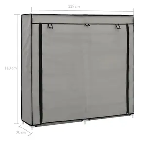 Berkfield Shoe Cabinet with Cover Grey 115x28x110 cm Fabric