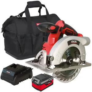 Excel 18V Cordless Circular Saw 165mm with 1 x 5.0Ah Battery Charger & Excel Bag EXL10124